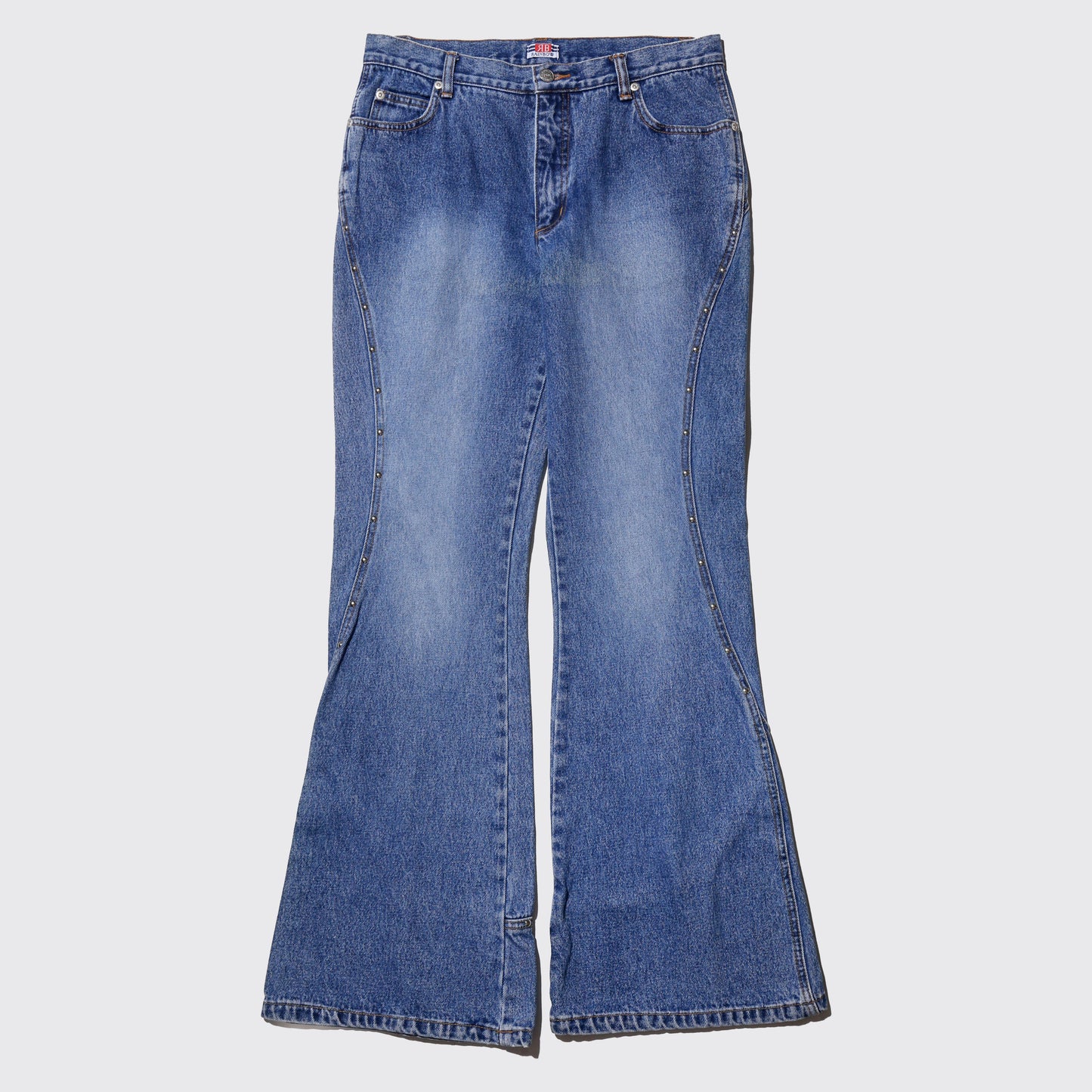vintage low rise wavy studs flare jeans