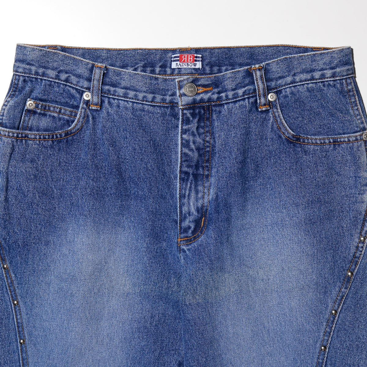 vintage low rise wavy studs flare jeans