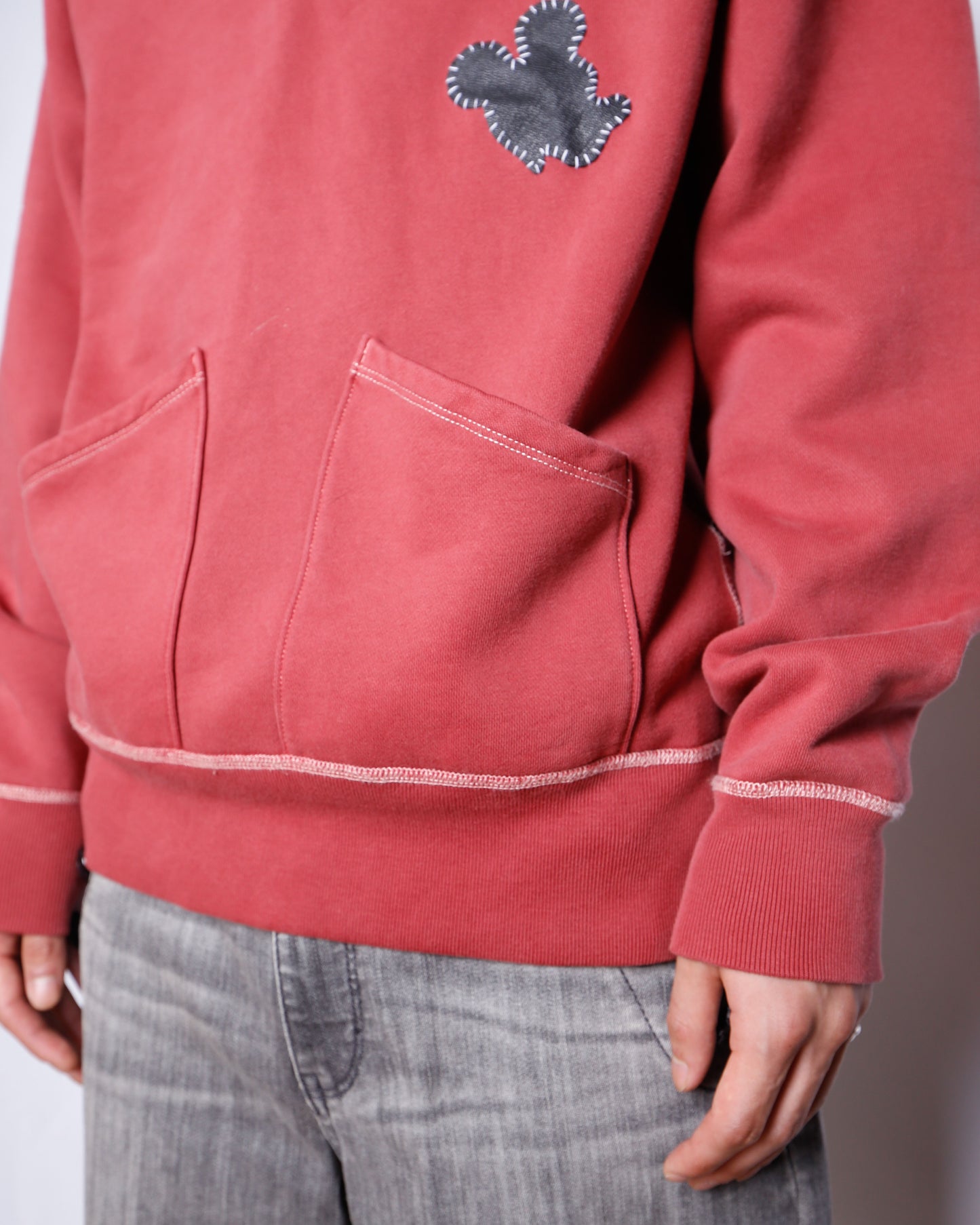 vintage patched half zip hoodie