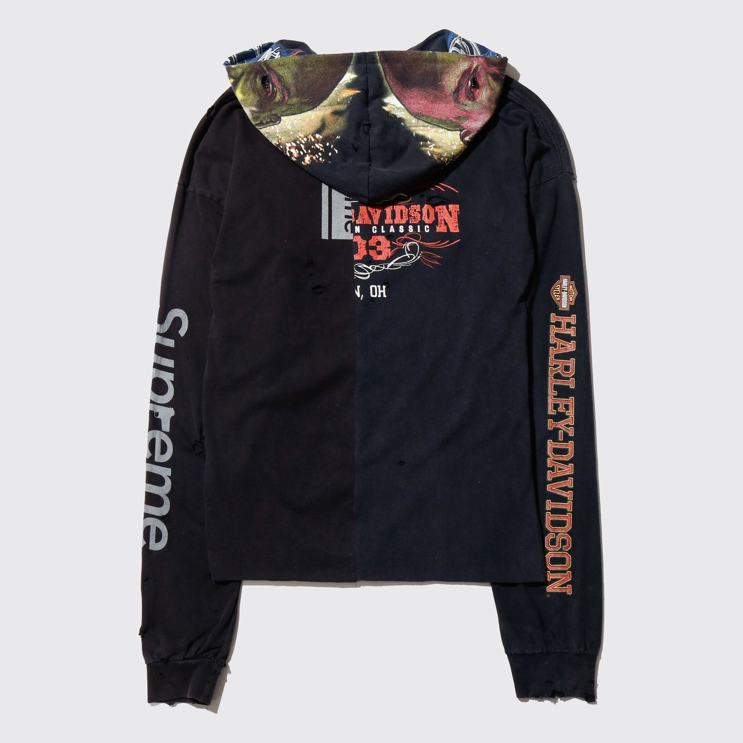 *one-off hybrid hooded cut sew