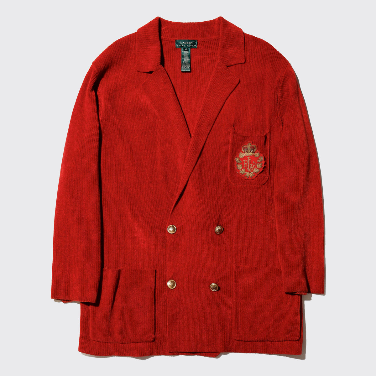 vintage lauren ralph lauren emblem double breasted knit blazer