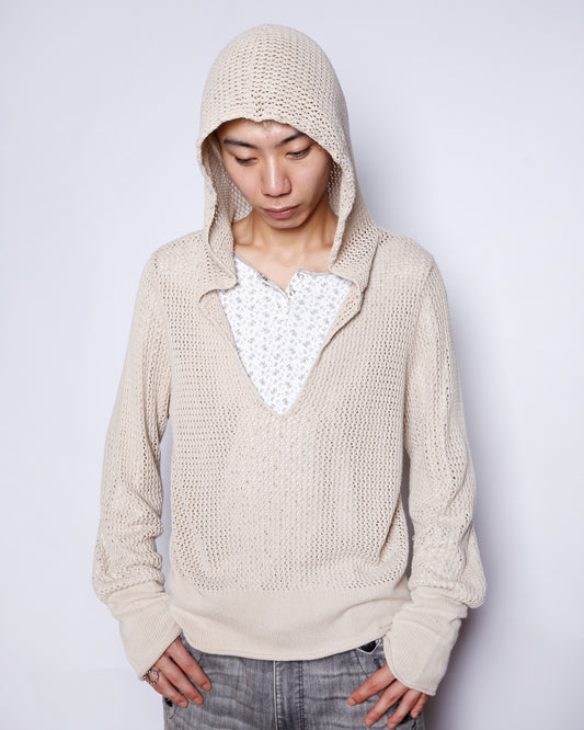 vintage skipper mesh knit hoodie