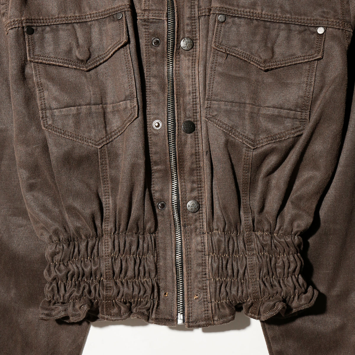 *one-off ribbed dust trucker jacket