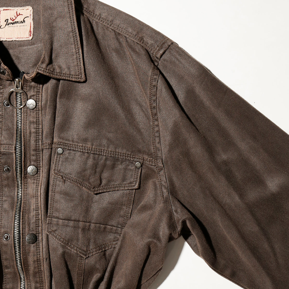 *one-off ribbed dust trucker jacket