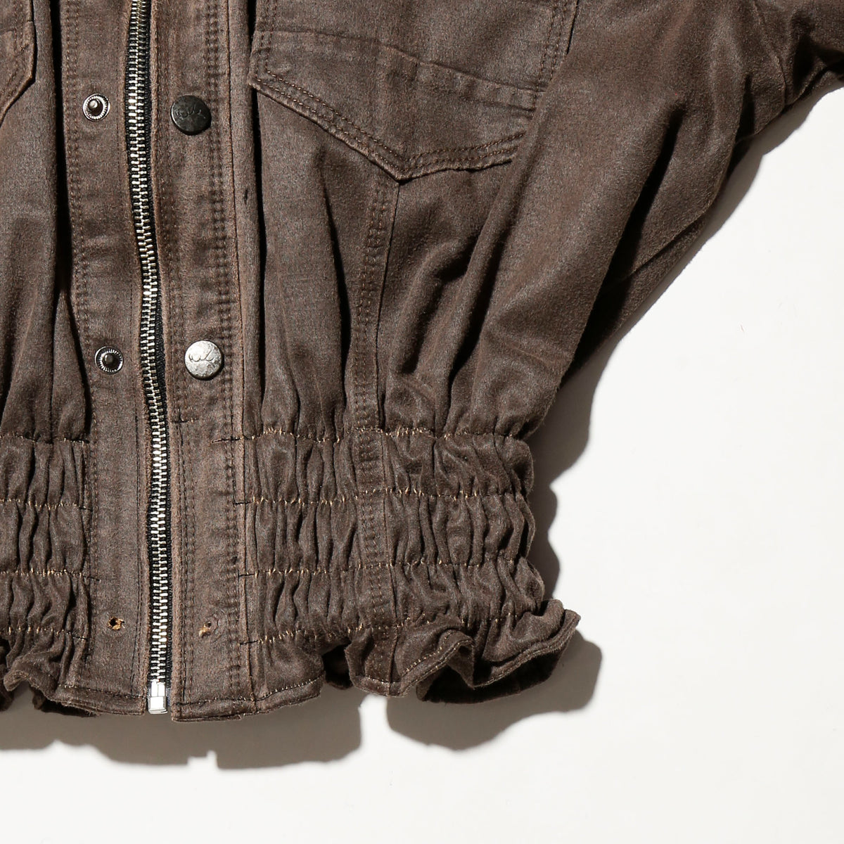 *one-off ribbed dust trucker jacket
