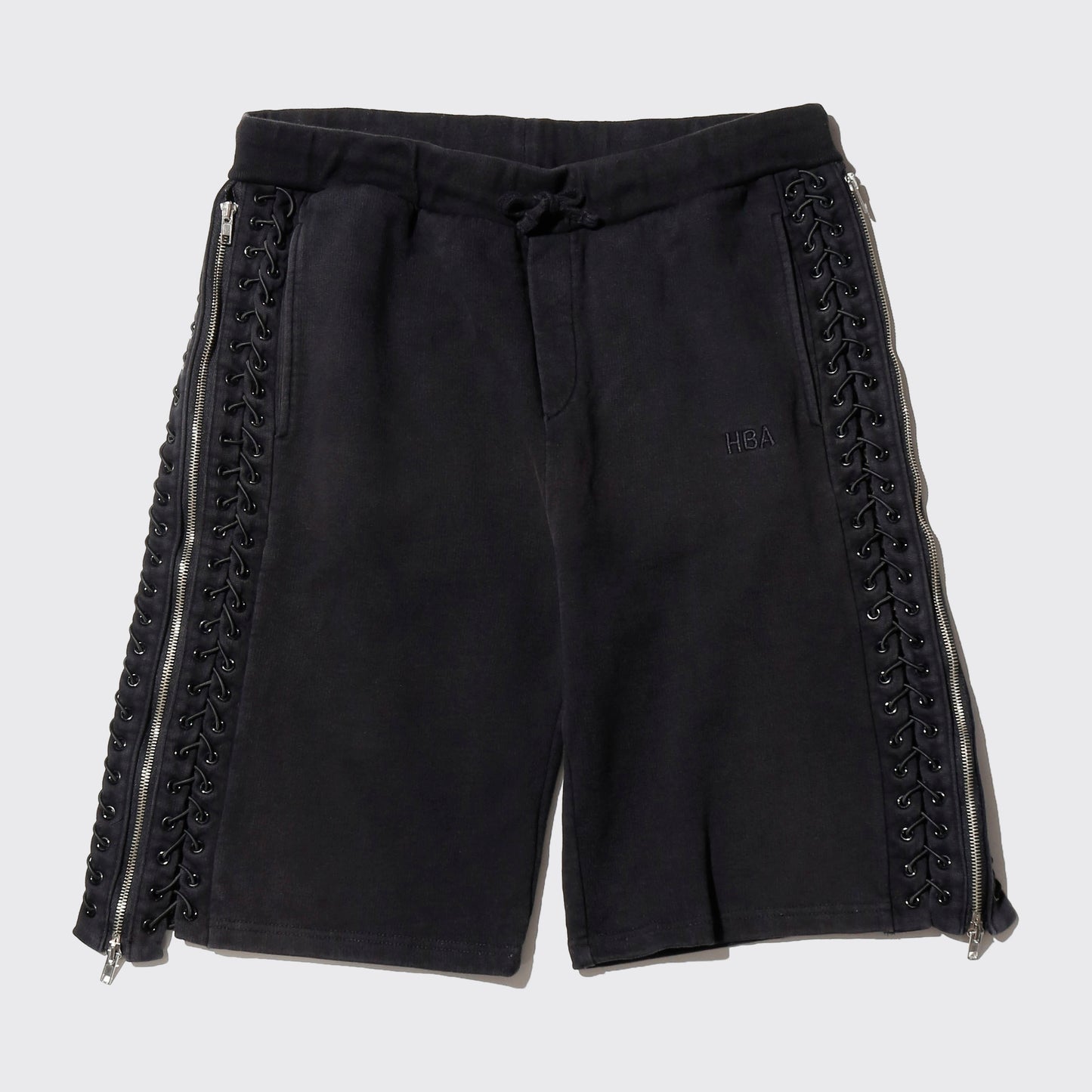Hood By Air side lace up/zipper sweat shorts