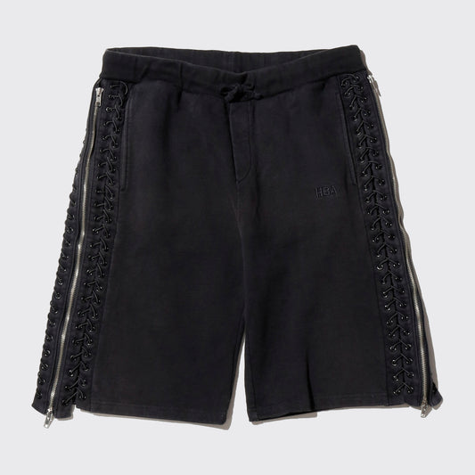 00's Hood By Air side lace up/zipper sweat shorts