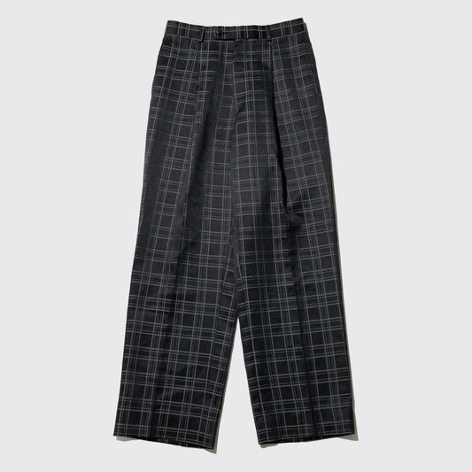 vintage tucked check wide slacks