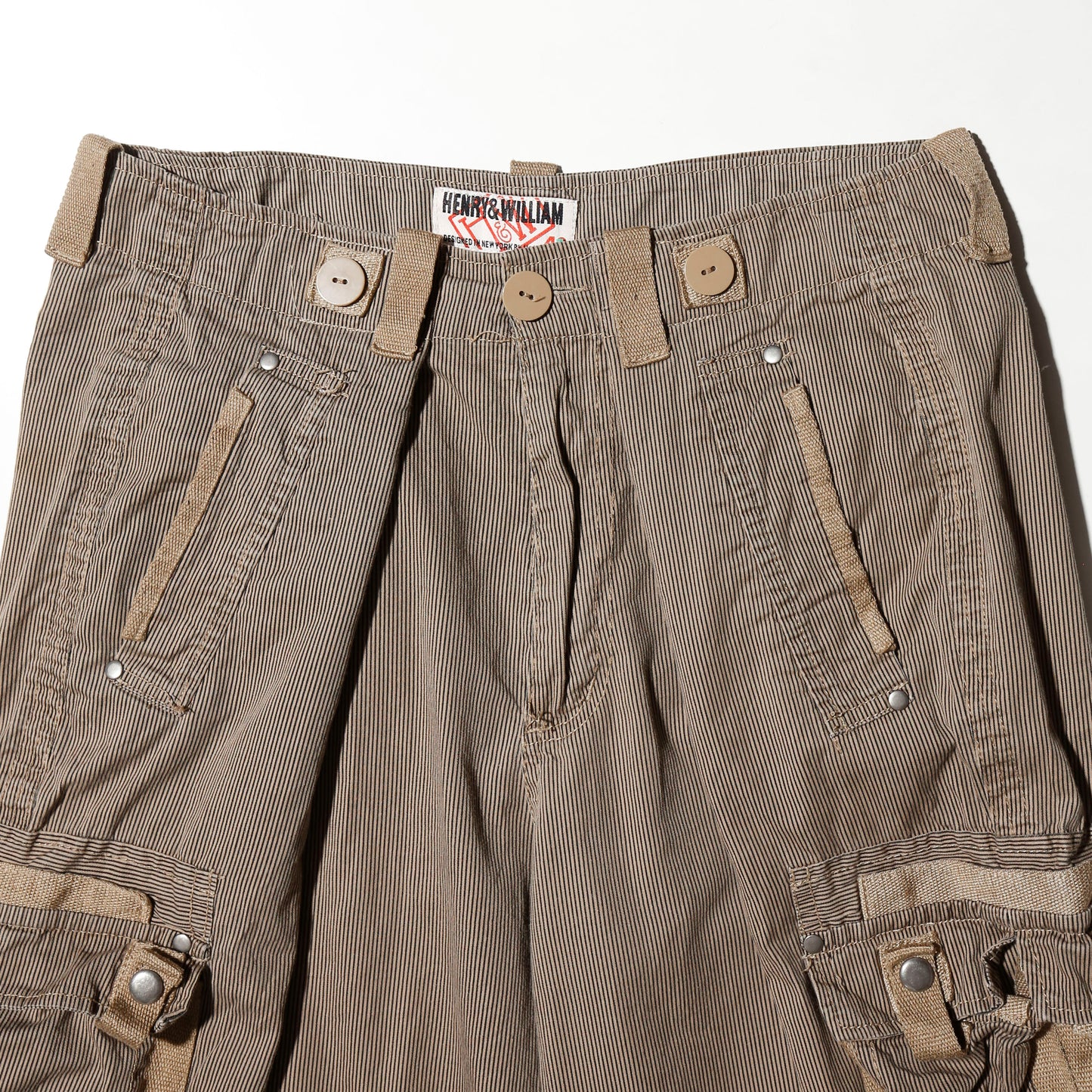 vintage center tuck stripe utility shorts