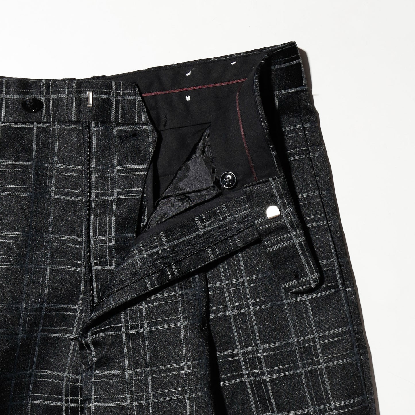 vintage tucked check wide slacks