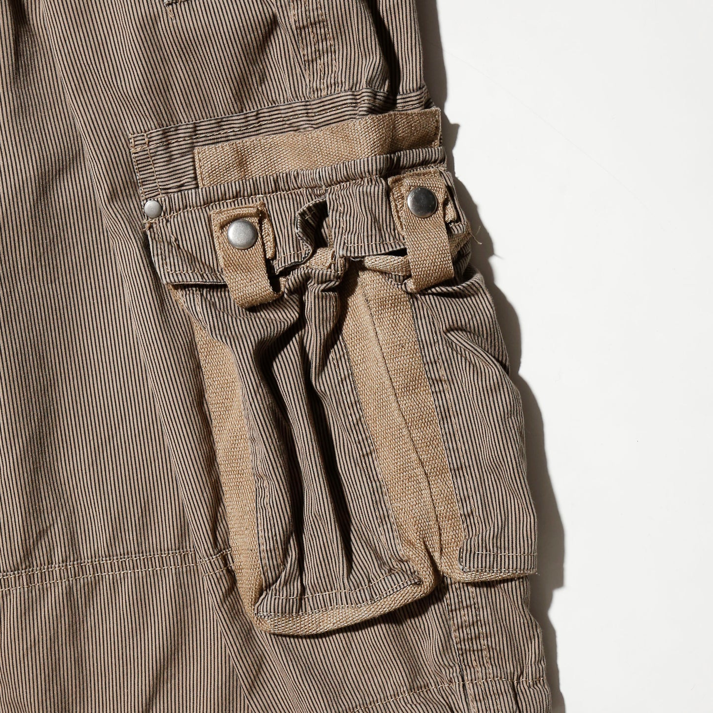 vintage center tuck stripe utility shorts