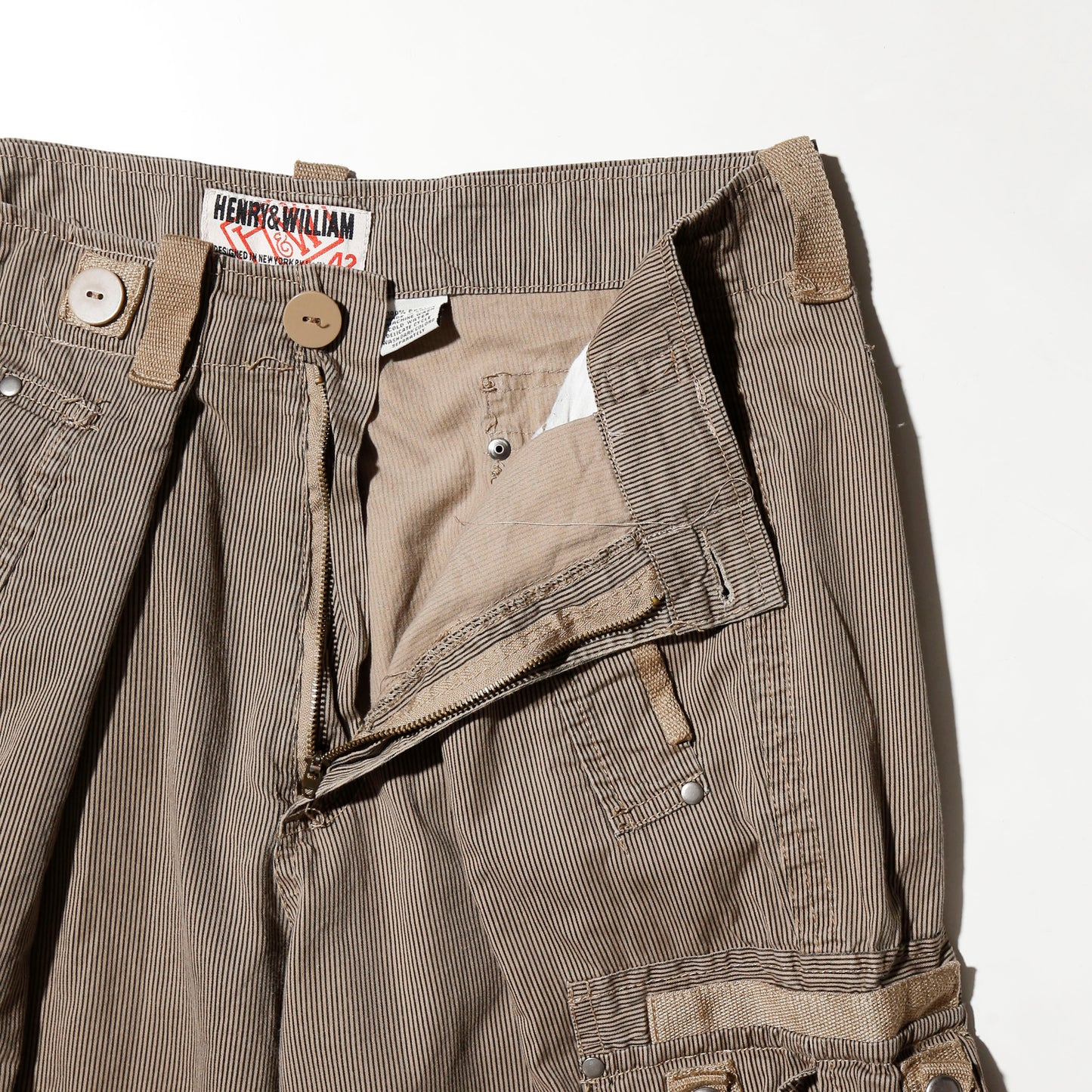 vintage center tuck stripe utility shorts