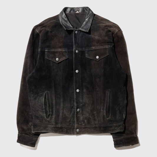 vintage dust suede leather trucker jacket