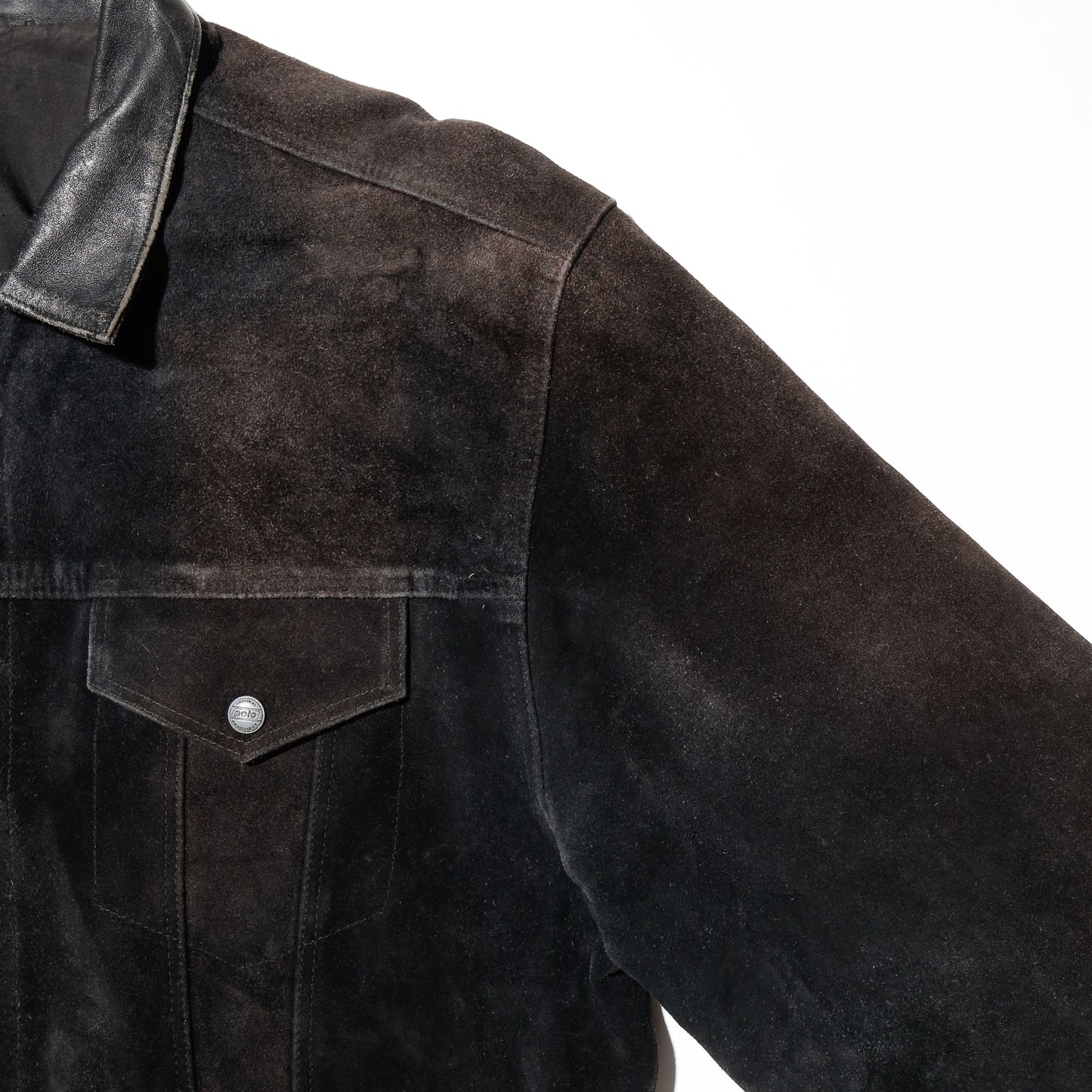 vintage dust suede leather trucker jacket