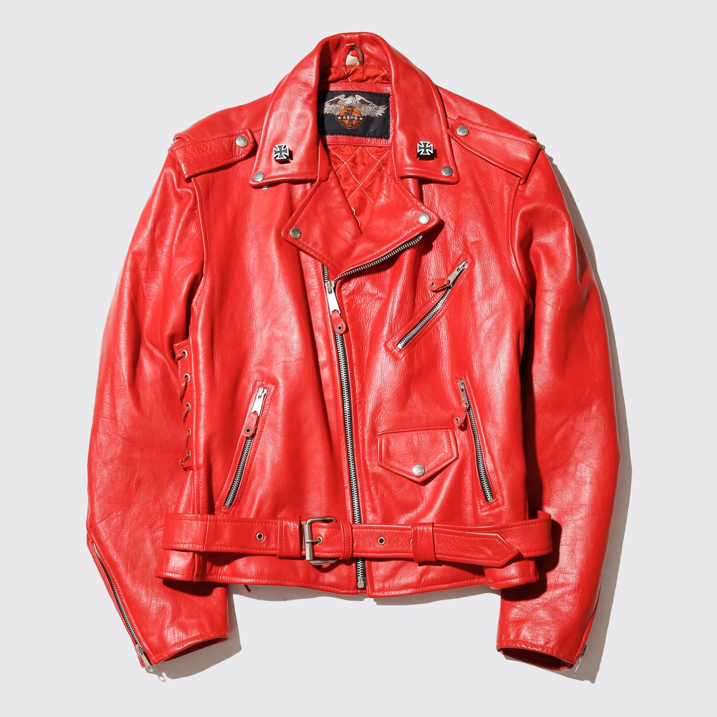 vintage iron cross motorcycle riders leather jacket