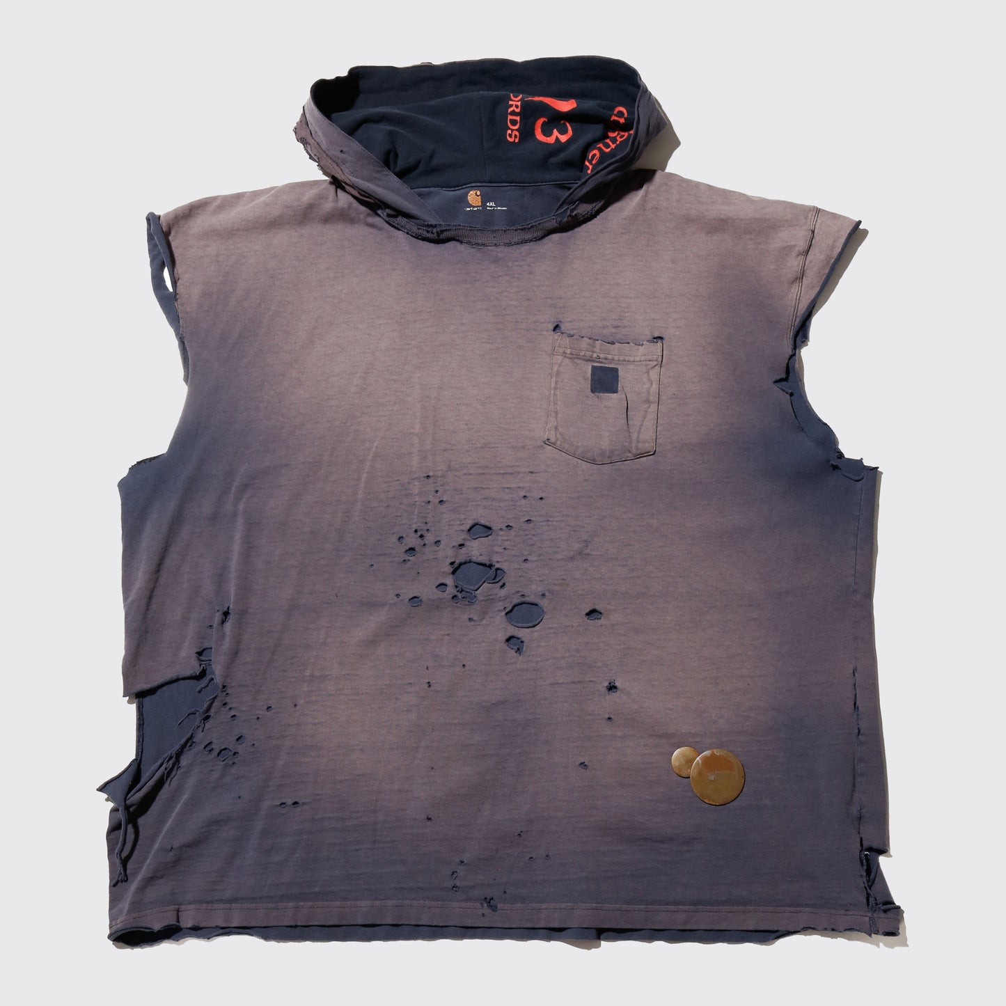 *one-off broken n/s hoodie, with copper badge