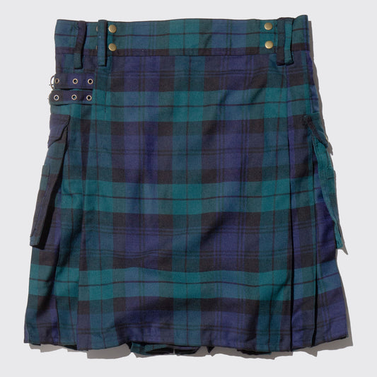 vintage check pleats wrap skirt