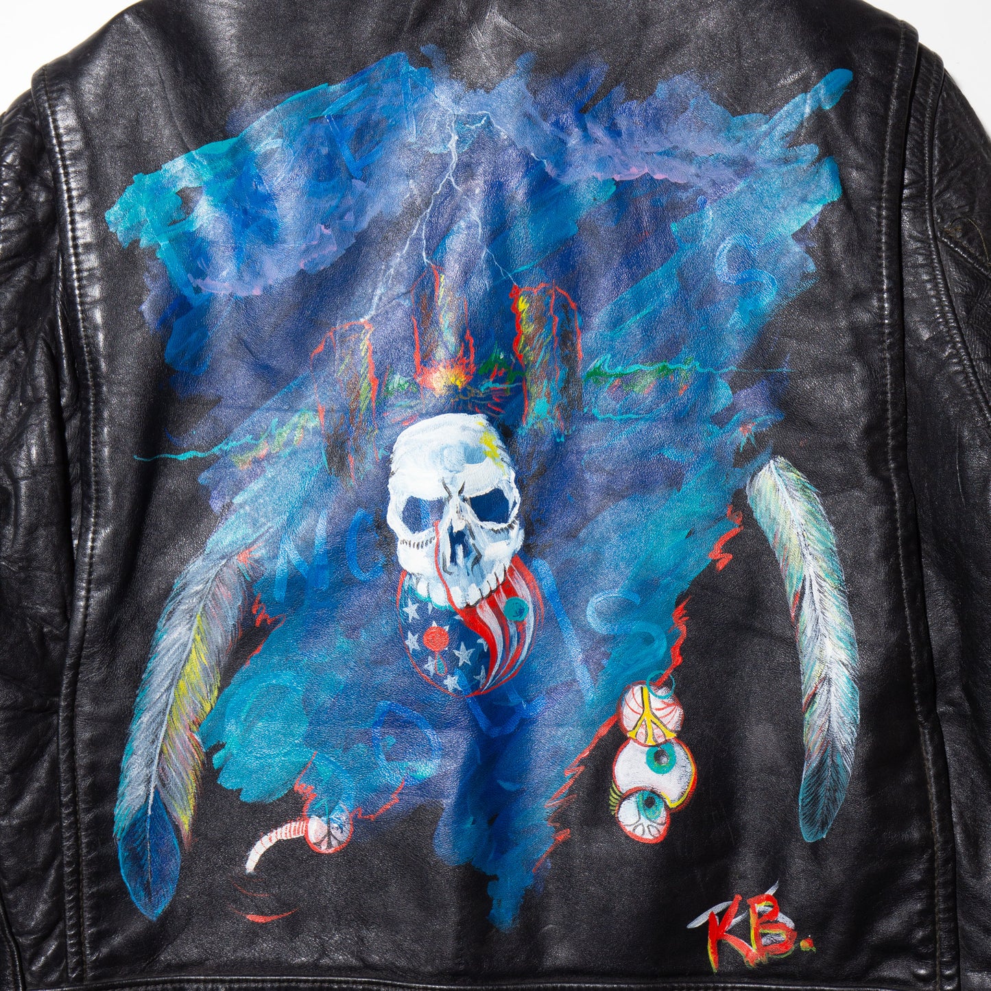 vintage 80's paint single leather jacket