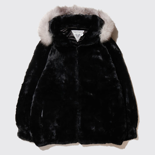 vintage hooded faux fur jacket