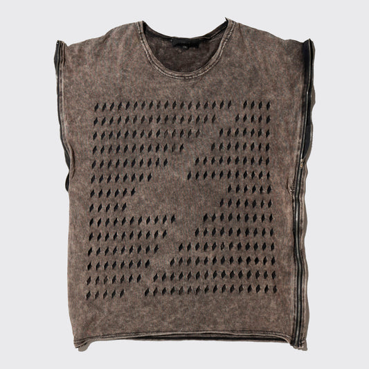 vintage distressed negative bolt side zipper t-shirt
