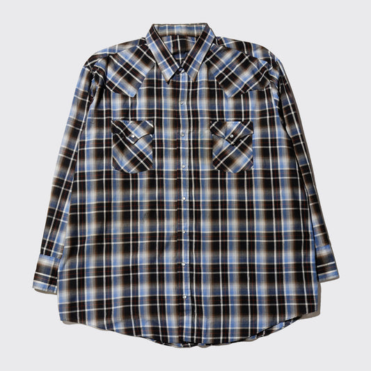 vintage lame ombre check wide shirt