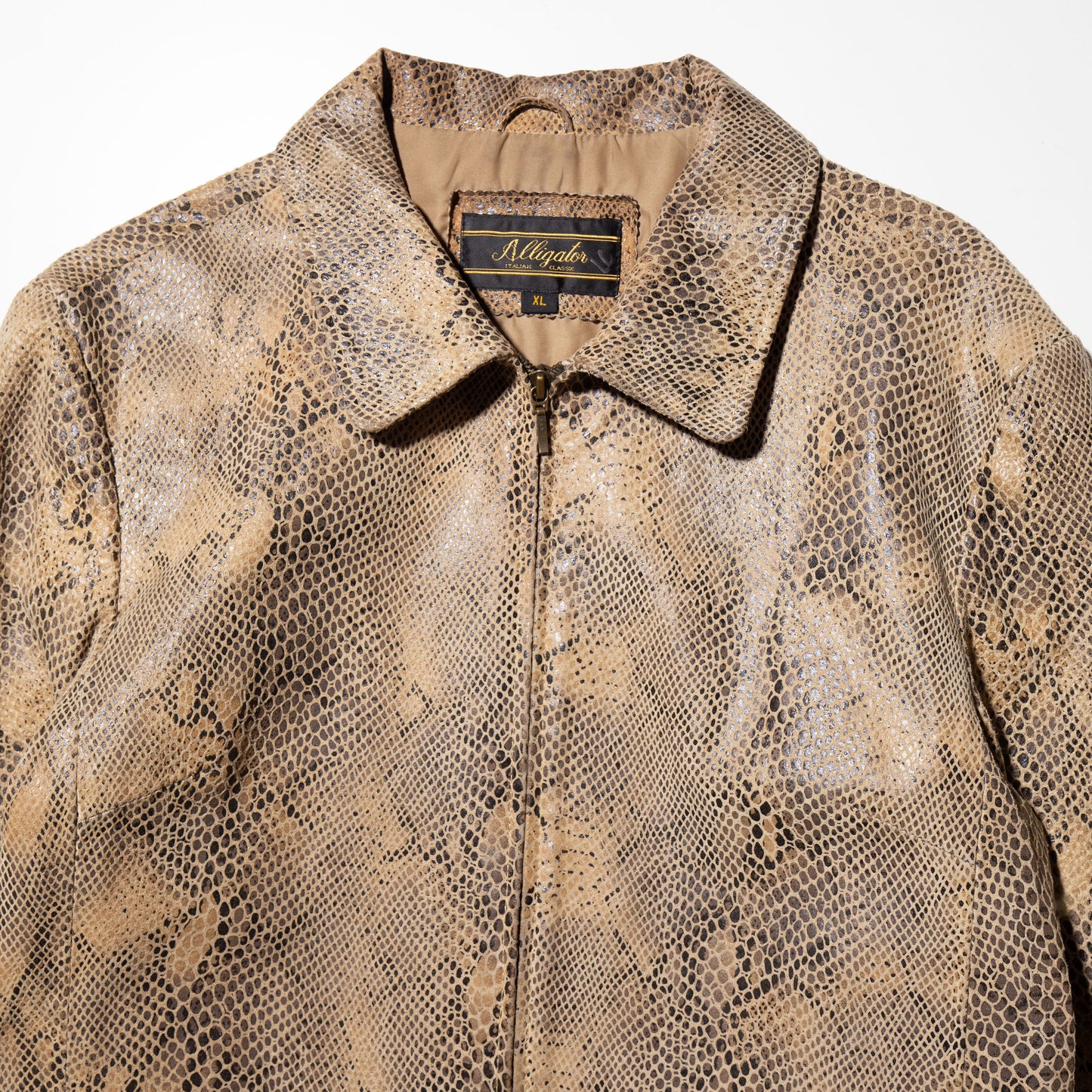 vintage python pattern leather jacket