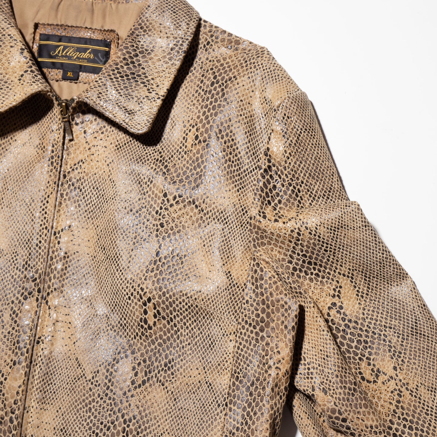 vintage python pattern leather jacket