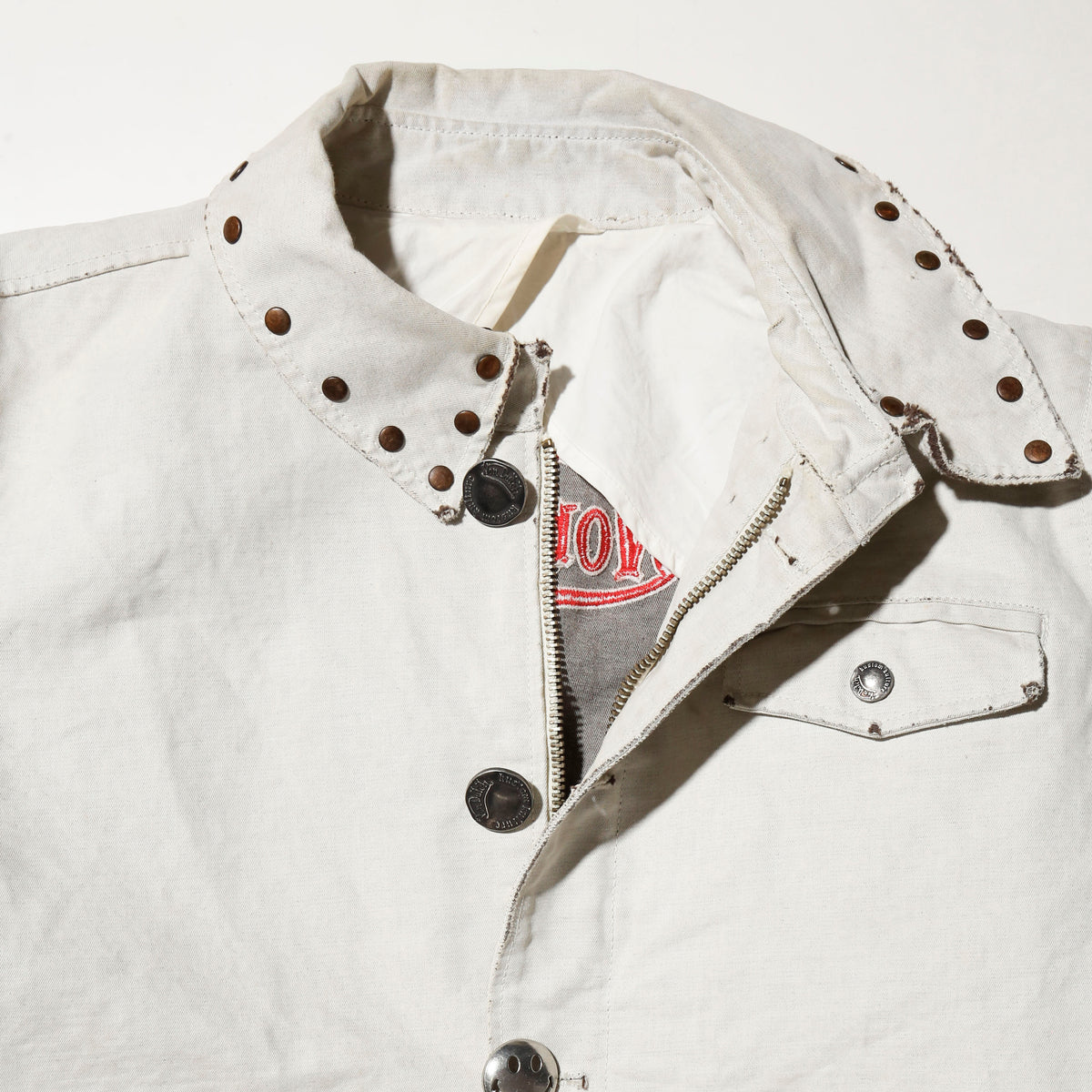 vintage von dutch studs waxed trucker jacket