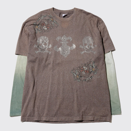 *one-off skull rhinestone layered l/s