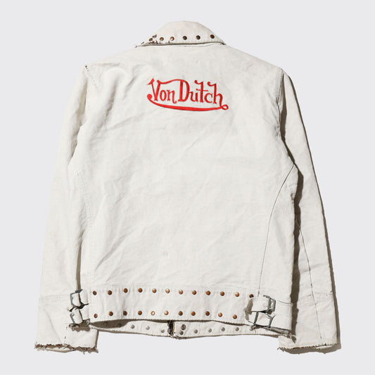 vintage von dutch studs waxed trucker jacket