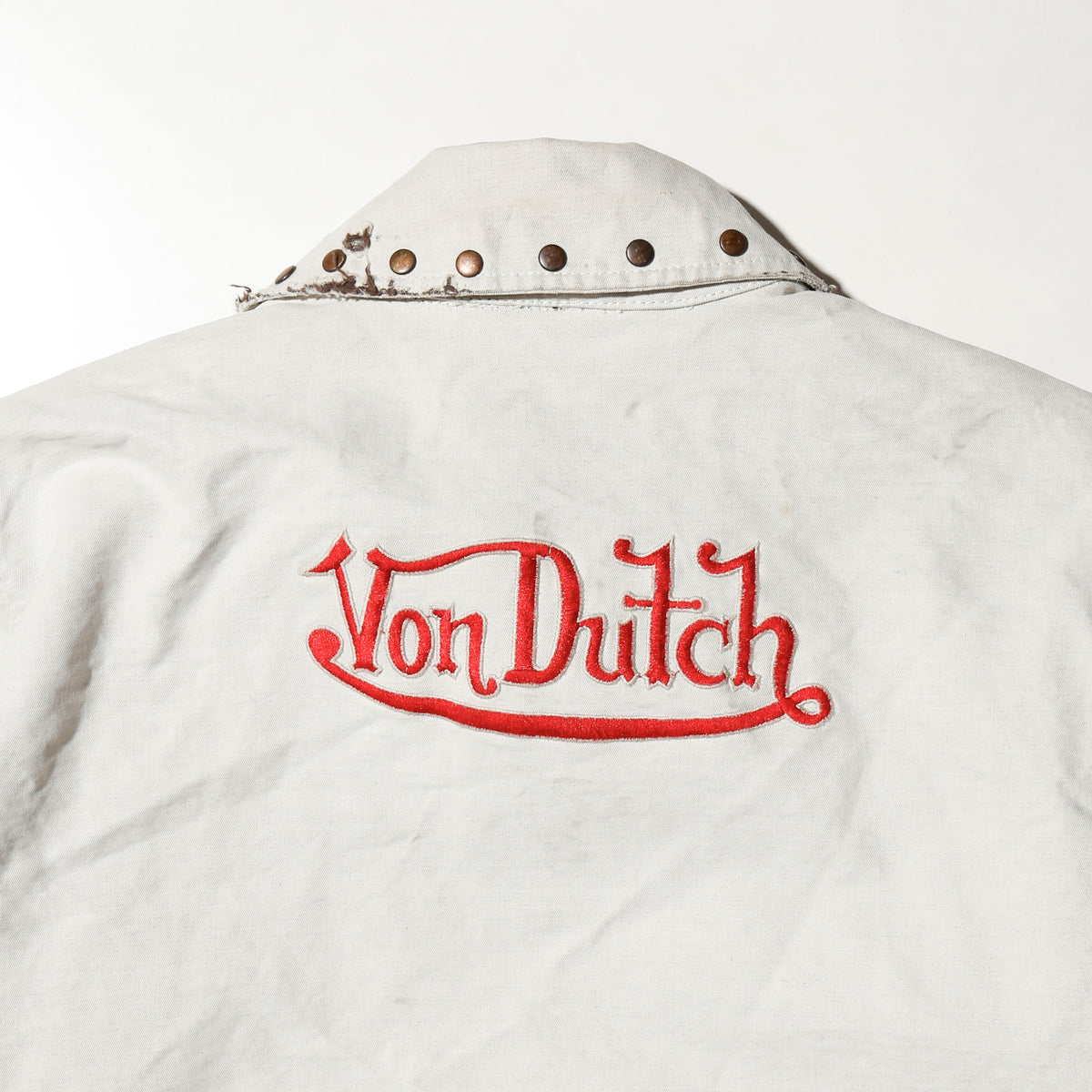 vintage von dutch studs waxed trucker jacket