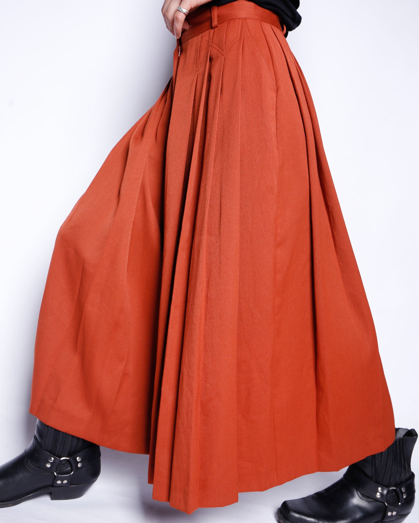 vintage pleats gabardine wide shorts