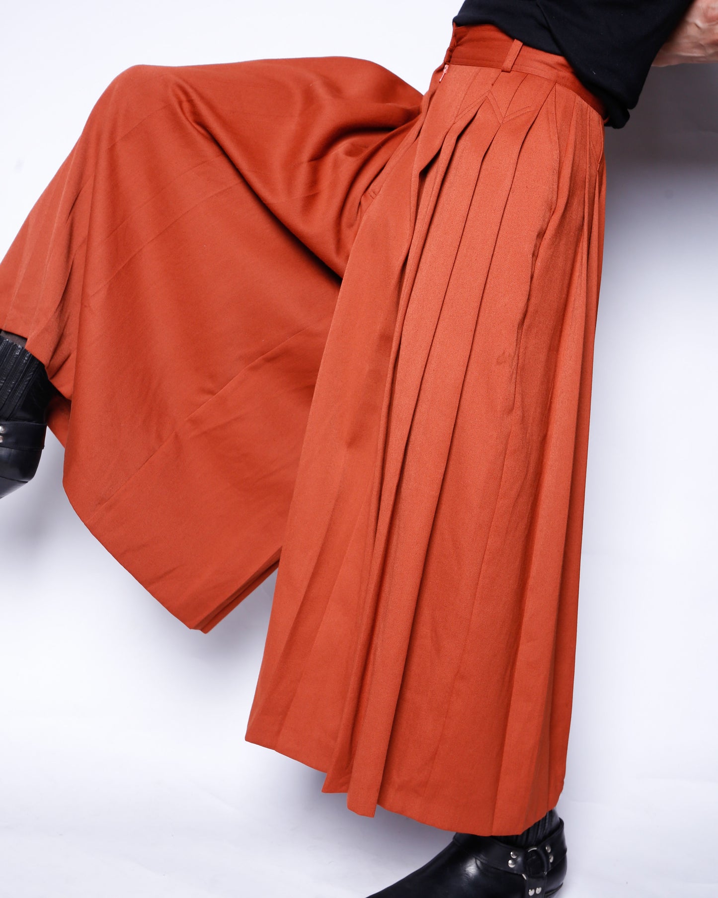 vintage pleats gabardine wide shorts