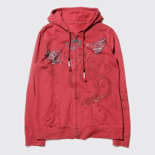 vintage hard rock cafe love/wing zip hoodie