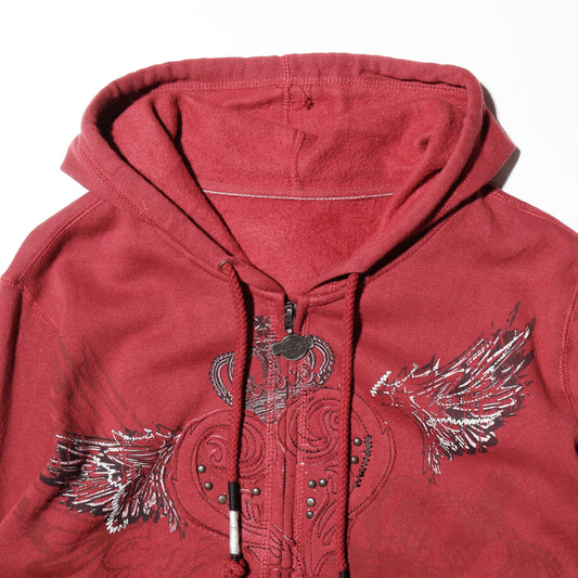 vintage hard rock cafe love/wing zip hoodie