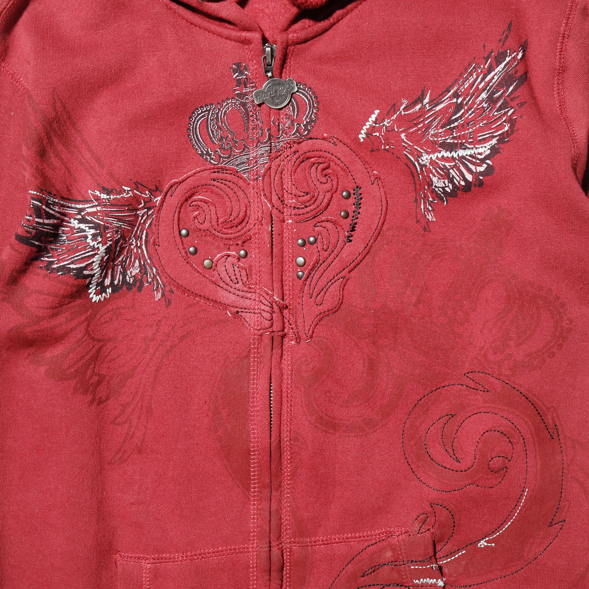 vintage hard rock cafe love/wing zip hoodie