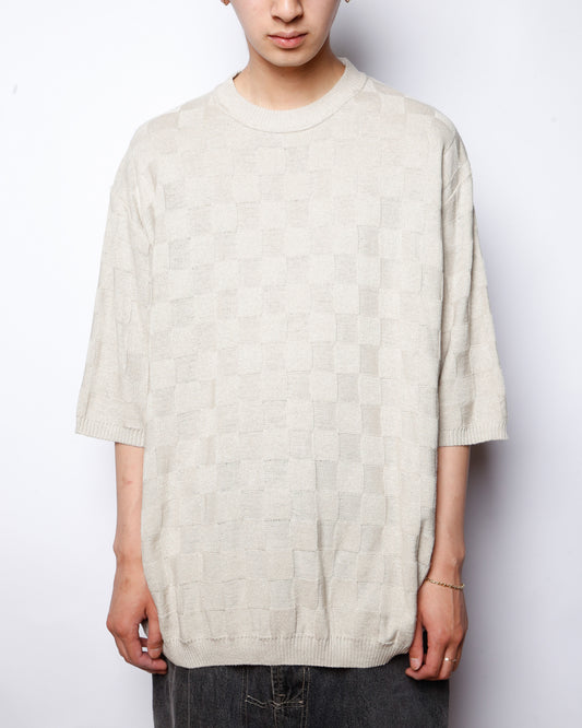 vintage check loose knit h/s