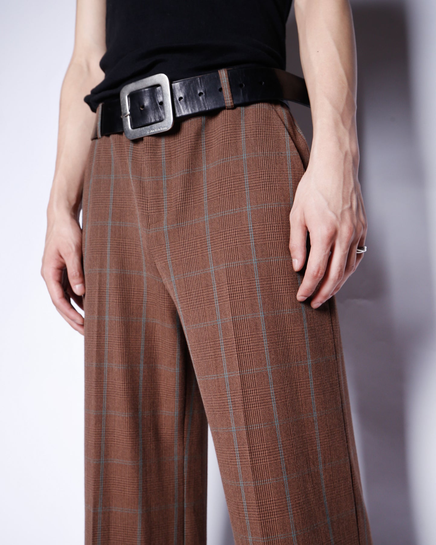 vintage chaps lowrise check wide slacks