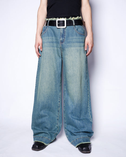 vintage fringe wide leg jeans