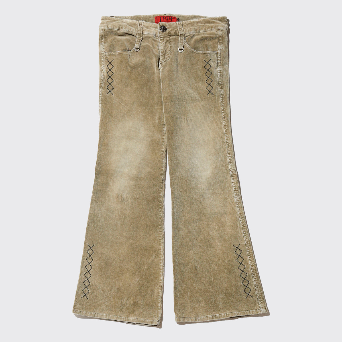 vintage trip nyc low rise faded corduroy flare trousers