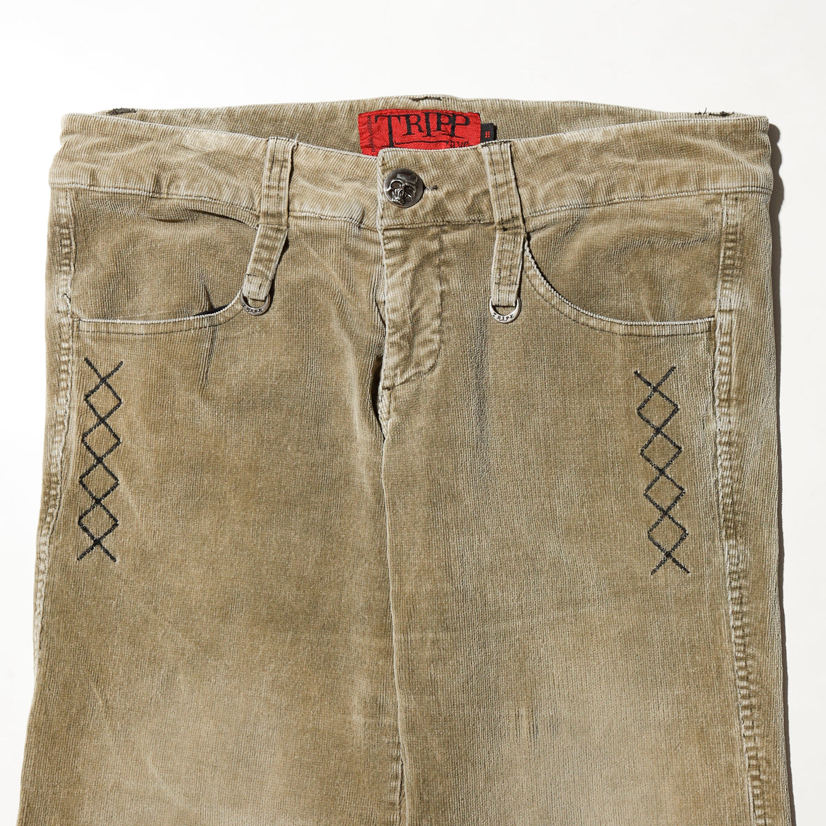 vintage trip nyc low rise faded corduroy flare trousers