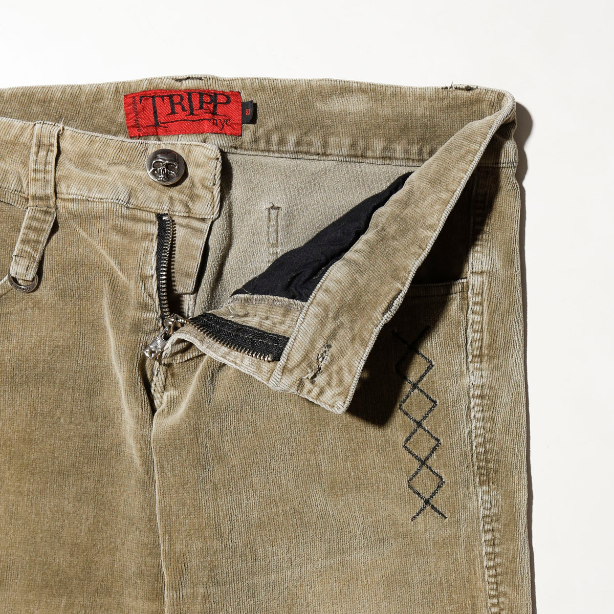 vintage trip nyc low rise faded corduroy flare trousers