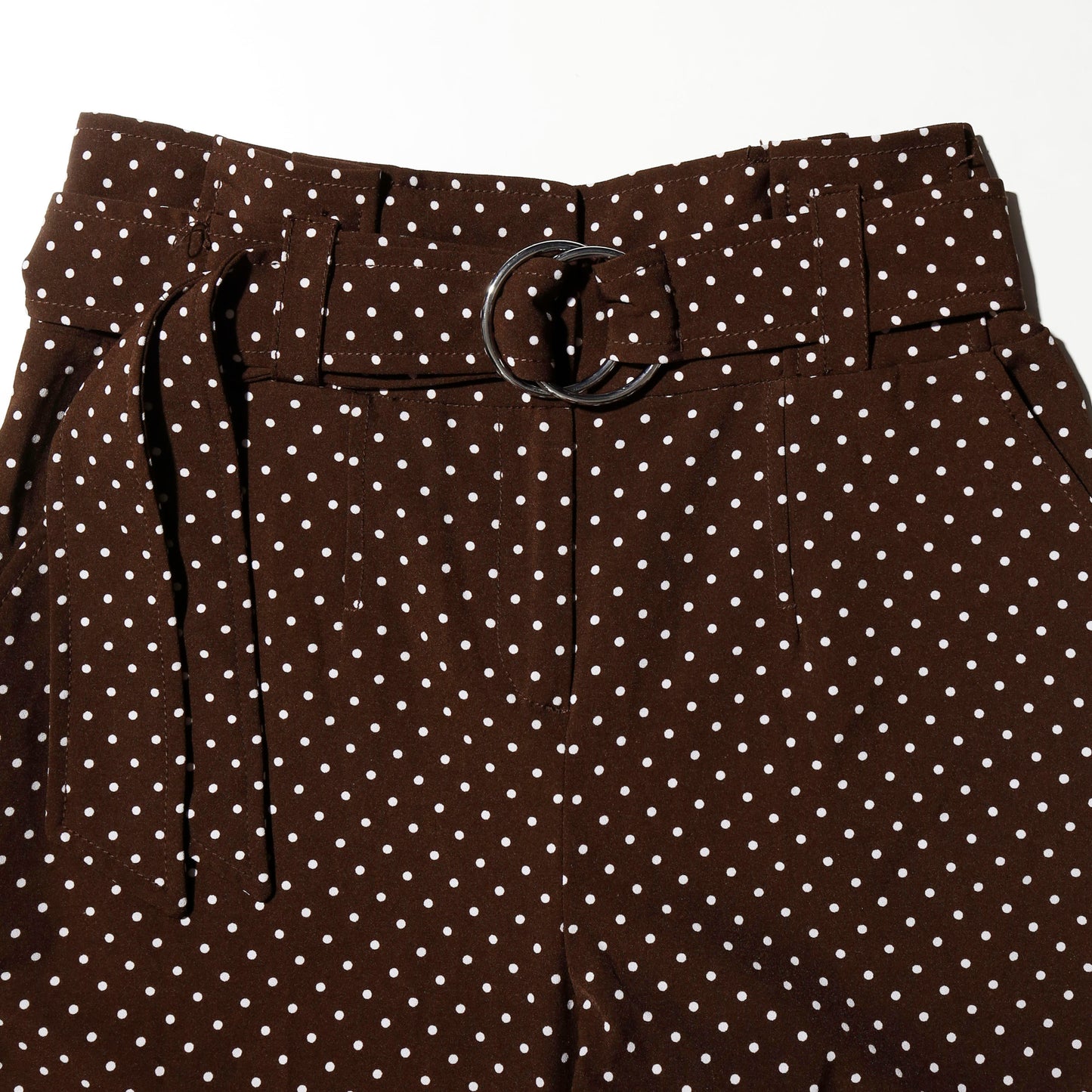 vintage belted dots wide trousers