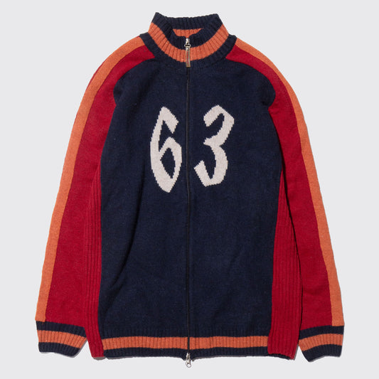 vintage numbering knit track jacket