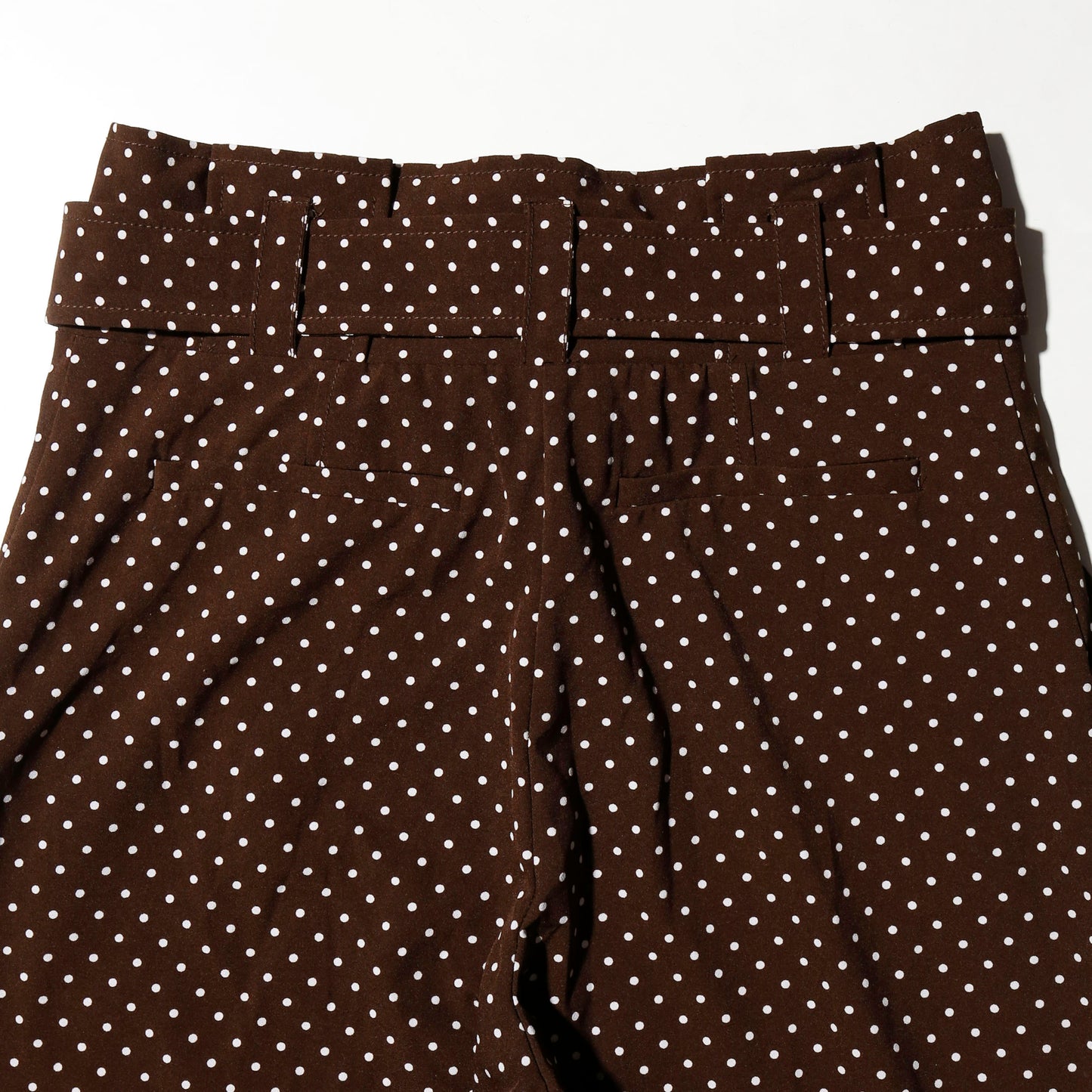 vintage belted dots wide trousers