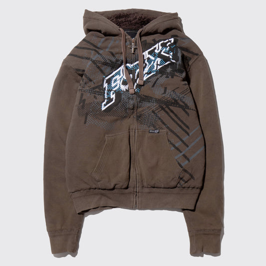 vintage fox boa zipped hoodie