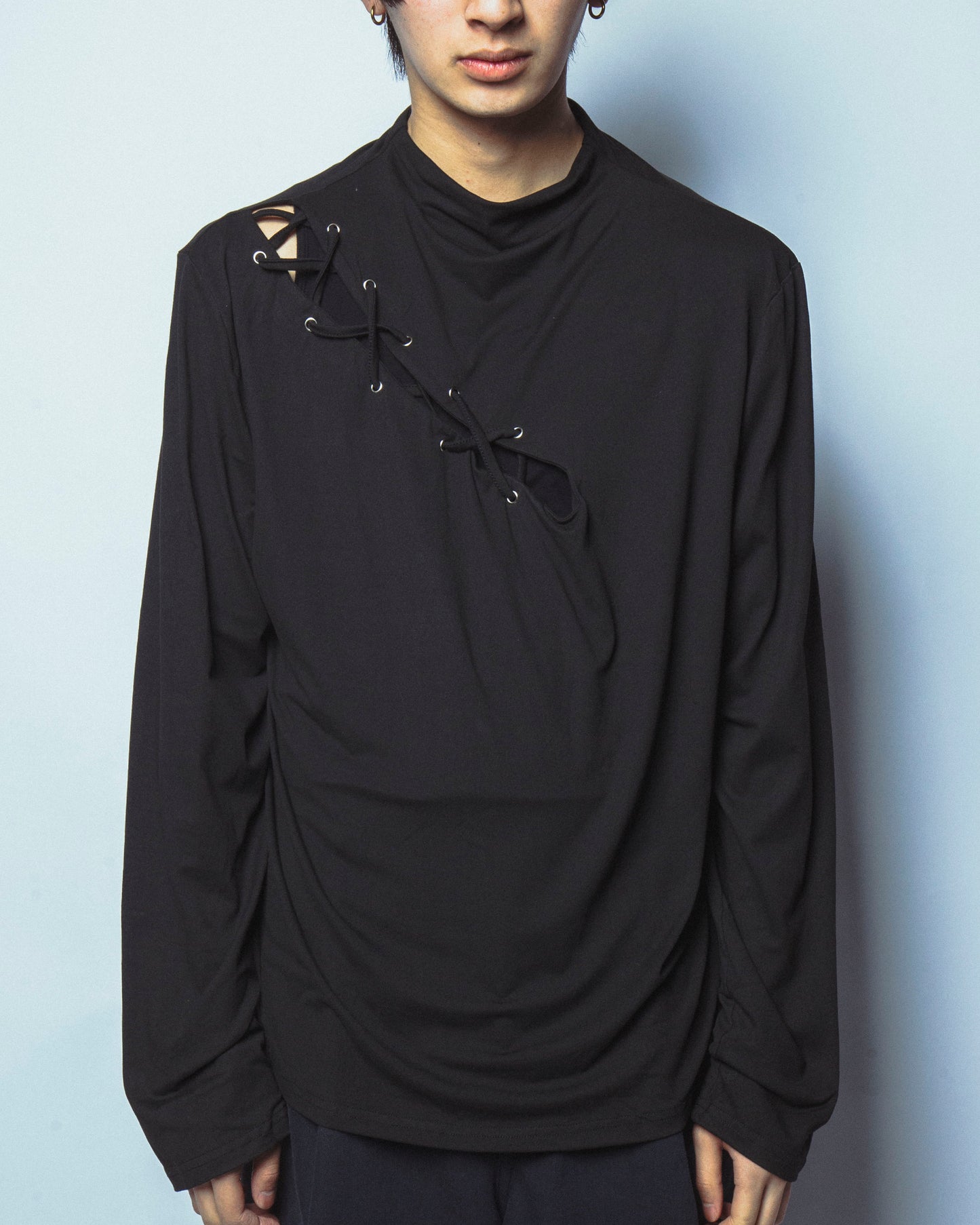 vintage slash lace up l/s