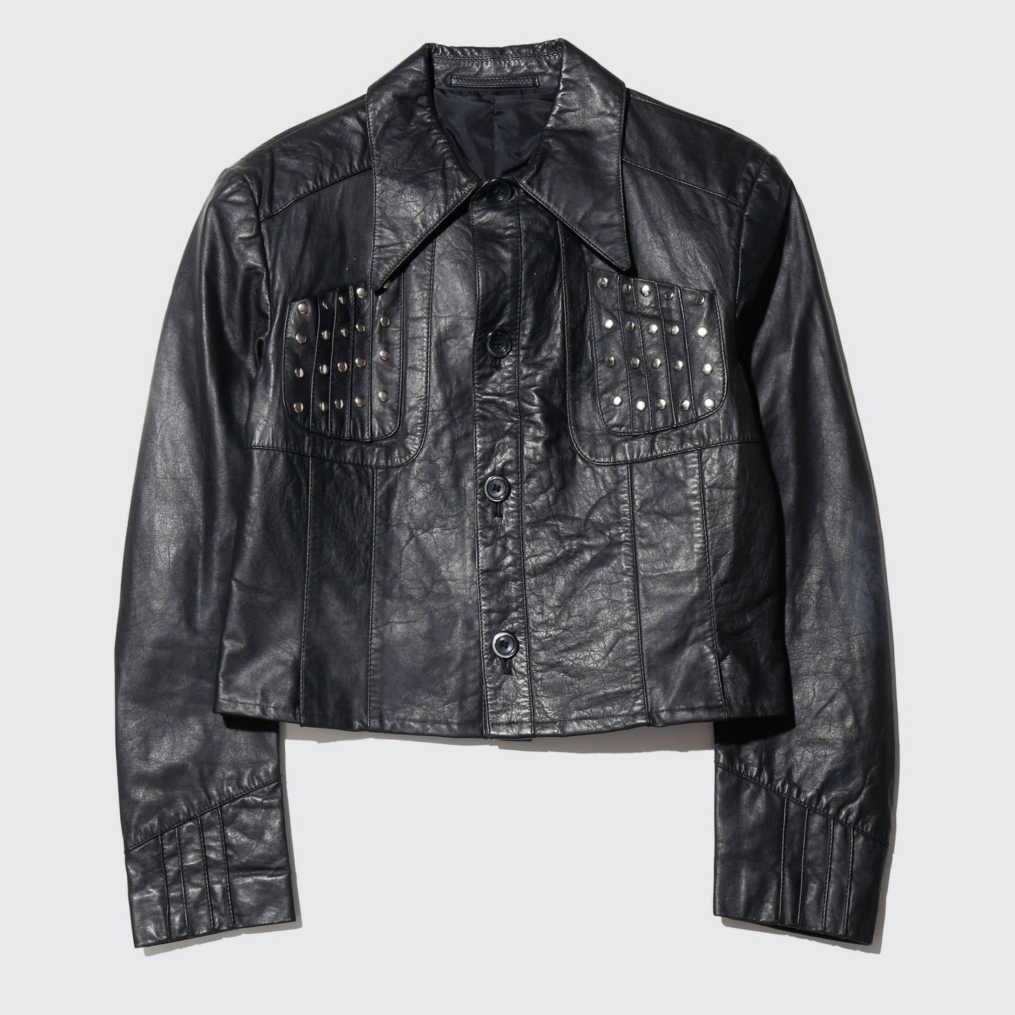 vintage 70's studs leather trucker jacket