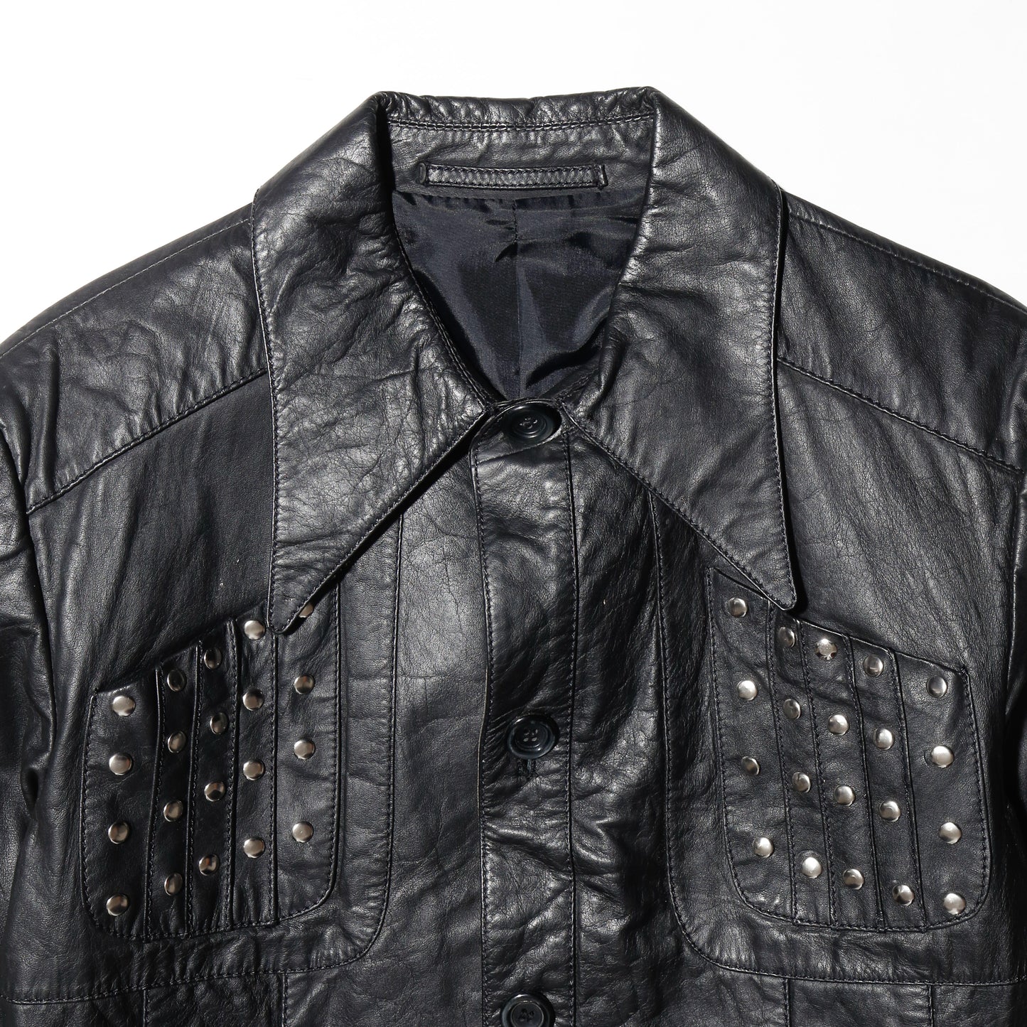 vintage 70's studs leather trucker jacket