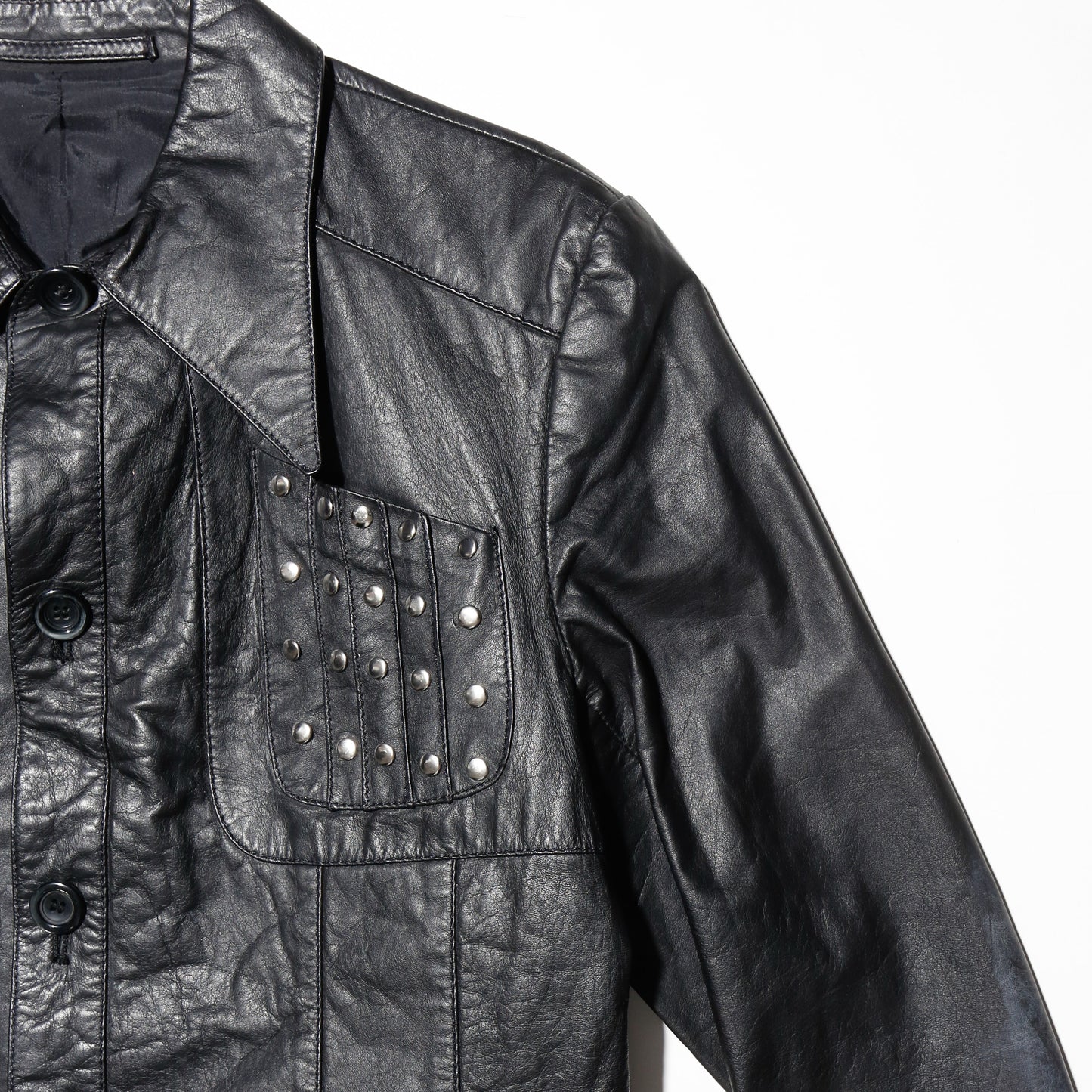 vintage 70's studs leather trucker jacket